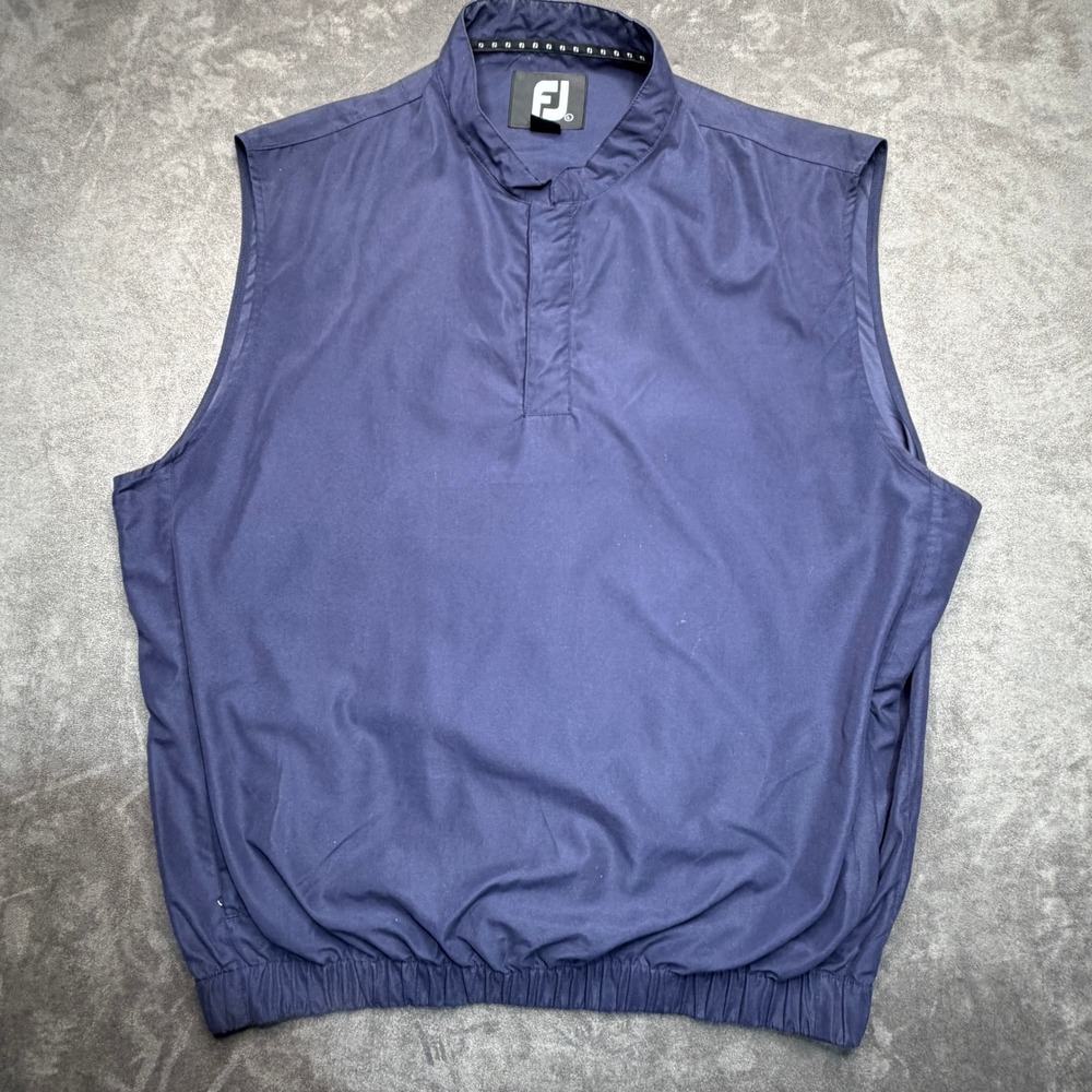 FootJoy Golf Vest Men Large Navy Blue Quarter Zip Sleeveless Windbreaker 6801